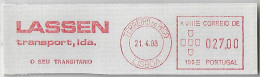 Portugal 1988 Cover Fragment Meter Stamp Hasler Mailmaster Slogan Lassen Transport Ltd from Lisboa Terreiro Do Paço - Covers & Documents