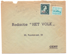 Belgique 724T Moins 10% Surcharge Générale 725 Het Volk Roeselaere Vers Gand Expres 1946 - 1946 -10%