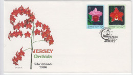 Jersey 1984 Set 2 Orchids On FDC - Jersey