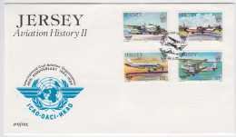 Jersey 1984 Set 4, Aviation History On FDC - Jersey