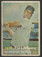 Baseball Player - FAYE Throneberry WASHINGTON SENATORS O.F. - 1957 Topps Baseball Card (see Sales Conditions)09370 - Baseball