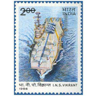 India 1986 Completion Of 25 Years Service By INS Vikrant (Aircraft Carrier) 1v Stamp MNH (**) Inde Indien - Ungebraucht