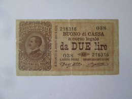 Rare! Italy 2 Lire 1914 Banknote,see Pictures - Italië – 2 Lire