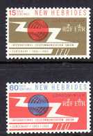 NEW HEBRIDES - 1965 ITU INTERNATIONAL TELECOMMUNICATIONS UNION SET (2V) FINE MOUNTED MINT MM * SG 110-111 - Neufs