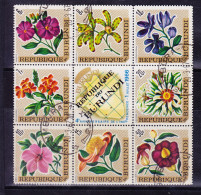 BURUNDI COB 187 O/V En Bloc De 8 Avec Vignette. Fleurs. (4Z35) - Used Stamps