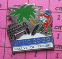 1115C Pin's Pins / Beau Et Rare / AUTOMOBILES / RALLYE DE TUNISIE OPTIC 2000 AUTO MOTO PALMIER - Rallye