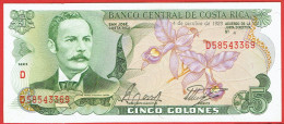 Costa Rica - Billet De 5 Colones - Rafael Yglesias Castro - 4 Octobre 1989 - P236d - Neuf - Costa Rica
