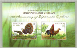 Singapore 2013, Bird, Birds, Peacock, Junglefowl, M/S Of 2v, MNH** - Pavos Reales