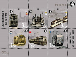 Finland Finnland Finlande 2020 Lost Tram Lines Of Baltic Towns Peterspost Set Of 6 Stamps In Block Mint - Strassenbahnen