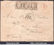 FRANCE BANDE DE 3 N°56 SUR LETTRE RECOMMANDÉE GC 2795 PAU + CAD DU 17/11/1874 - 1871-1875 Ceres