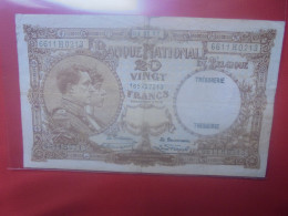 BELGIQUE 20 FRANCS 1931 Circuler (B.31) - 20 Francs