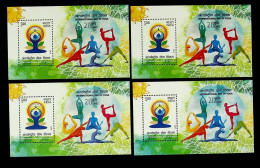 India 2015 International Day Of Yoga Lot Of 4 Miniature Sheet MS MNH P.O Fresh & Fine As Per Scan - Sonstige & Ohne Zuordnung