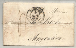 Lettre, Préphilatélie, Précurseurs XIX E Siècle, 1836, LIMOGES, ANGOULEME, 15,  3 Scans - 1801-1848: Précurseurs XIX