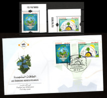 2023- Tunisia - Renewable Energies- Sun- Wind-  Wind Turbine- Hands - Plants - Lamp- FDC+ Set 2v.MNH** Dated Corner - Other & Unclassified