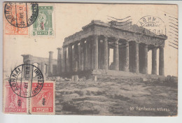 Nice Franked 4 Surcharge Stamps 1917 Athens - France Censure - Briefe U. Dokumente