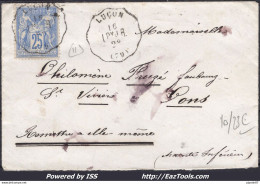 FRANCE N°78 SUR LETTRE AVEC CONVOYEUR STATION LUCON DU 17/12/1877 - 1876-1878 Sage (Tipo I)