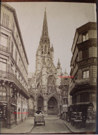 Photo 1880's Rouen Eglise St Maclou Commerce Au Prince Eugène Tirage Albuminé Albumen Print - Orte