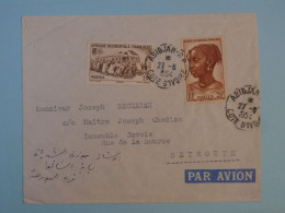 DD15 AOF     BELLE  LETTRE RR 1954  ABIDJAN A  BEYROUTH  LIBAN  +++AFF.  INTERESSANT+++ - Covers & Documents