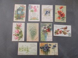 FRANCE.LOT CARTES POSTALES.FANTAISIE.GAUFREES.FLEURS. - Collezioni E Lotti