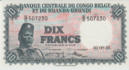 CONGO BELGA 10 FRANCS 1958 UNC - Banco De Congo Belga