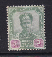 Malaya - Johore: 1896/99   Sultan Ibrahim    SG41    3c  Green & Purple  MH    - Johore