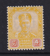 Malaya - Johore: 1896/99   Sultan Ibrahim    SG43    4c  Yellow & Red  MH    - Johore