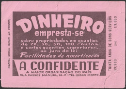 Portugal, 1963 - A Confidente, Hipotecas Compra E Venda Propriedades. Porto E Lisboa -|- Mata Borrão/ Blotter - Banca & Assicurazione