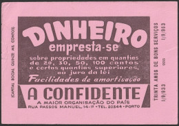 Portugal, 1963 - A Confidente, Hipotecas Compra E Venda Propriedades. Porto E Lisboa -|- Mata Borrão/ Blotter - Banca & Assicurazione