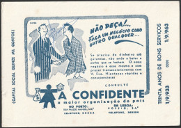 Portugal, 1963 - A Confidente, Hipotecas Compra E Venda Propriedades. Porto E Lisboa -|- Mata Borrão/ Blotter - Banca & Assicurazione