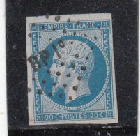 France - Année 1862 - N°YT 14A - 20c Bleu - Oblitération Ambulant - 1853-1860 Napoléon III