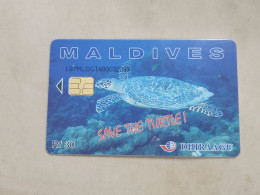 Maldives-(187MLDGIA-MAL-C-01)-Save The Turtle-(36)-(RF30)-(187MLDGIA00032099)-used Card+1card Prepiad Free - Maldivas