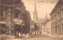 Alsemberg - L'eglise Et Les Escaliers - Kerk En Trappen - Animé - Carte Postale Ancienne - Other & Unclassified