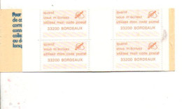 CARNET CODE POSTAL - 33200 BORDEAUX - JAUNE - Blocks Und Markenheftchen