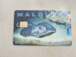 Maldives-(290MLDGIA-MAL-C-03)-Sting Ray-(37)-(RF100)-(290MLDGIA02182517)-used Card+1card Prepiad Free - Maldivas