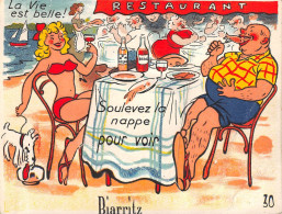 64-BIARRITZ- CARTE  A SYSTEME DEPLIANTE- LA VIE EST BELLE , SOULEVEZ LA NAPPE POUR VOIR BIARRITZ - Biarritz