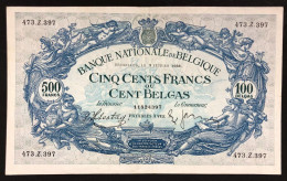 Belgio Belgium Belgique 500 Francs 100 Belgas 03 02 1938 Lotto 4832 - 500 Francs-100 Belgas