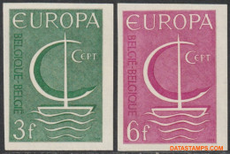 België 1966 - Mi:1446/1447, Yv:1389/1390, OBP:1389/1390, Stamp - □ - Europe 1966 Boat - 1961-1980