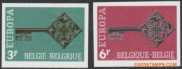 België 1968 - Mi:1511/1512, Yv:1452/1453, OBP:1452/1453, Stamp - □ - Europe 1968 Key - 1961-1980