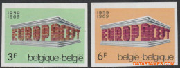 België 1969 - Mi:1546/1547, Yv:1489/1490, OBP:1489/1490, Stamp - □ - Europe 1969 Temple - 1961-1980