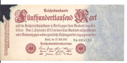 ALLEMAGNE 500000 MARK 1923 XF+(tache D'encre) P 92 - 500.000 Mark