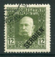 AUSTRIAN MILITARY POST In SERBIA 1916  Diagonal Overprint On Bosnia 12 H. Used. Michel 28 - Used Stamps
