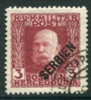 AUSTRIAN MILITARY POST In SERBIA 1916  Diagonal Overprint On Bosnia 3 H. Used. Michel 24 - Oblitérés