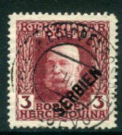 AUSTRIAN MILITARY POST In SERBIA 1916  Diagonal Overprint On Bosnia 3 H. Used. Michel 24 - Oblitérés