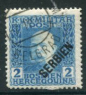 AUSTRIAN MILITARY POST In SERBIA 1916  Diagonal Overprint On Bosnia 2 H. Used. Michel 23 - Gebraucht