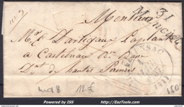 FRANCE MARQUE POSTALE GRIFFE 31 MANCIET + CAD TYPE 13 VIC FEZENSAC DU 01/03/1837 - 1801-1848: Precursori XIX