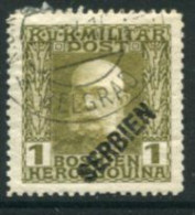 AUSTRIAN MILITARY POST In SERBIA 1916  Diagonal Overprint On Bosnia 1 H. Used. Michel 22 - Oblitérés