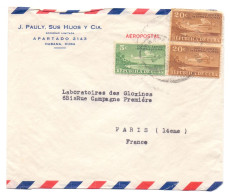 Cuba Correo Aereo Internacional Pauly Aeropostal Habana To Paris 14 France 1950 - Briefe U. Dokumente