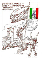 ITALIA ITALY - 1985 SETTIMO TORINESE (TO) 40° Liberazione (bandiera, Torre Del Castello) Su Cartolina Speciale - 2963 - Guerre Mondiale (Seconde)