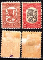 FINLAND 1918 Definitive: Heraldry Lion In Shield. 50p And 1M, MH - Neufs