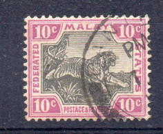 APR1143 - MALESIA FEDERATED 1904 , 10 Cents Usato:  Filigrana MultiCA - Federated Malay States